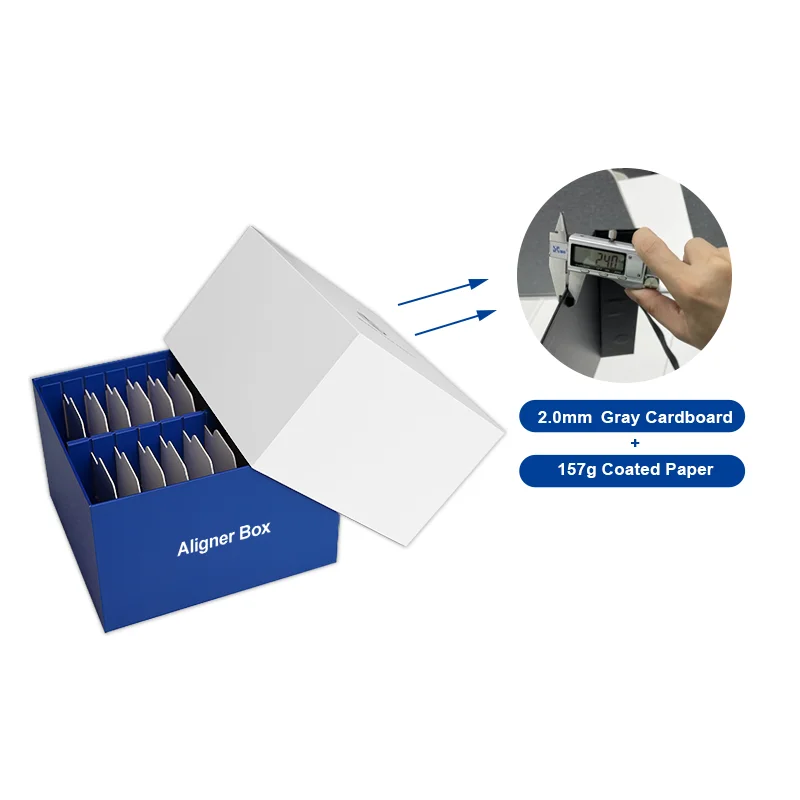 Dental Lab Aligner Boxes Clear Orthodontic Invisible Lid And Base Aligners Packaging Box With Cardboard Dividers