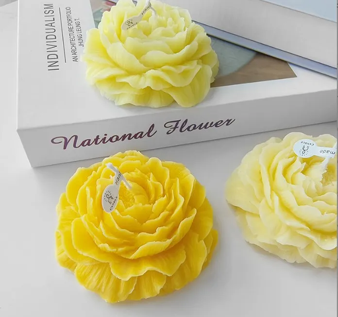 DIY 3D Peony Shape Silicone Molds Soap Moulds Silicone Flower Candle Mold for Candle Making Large Small Size