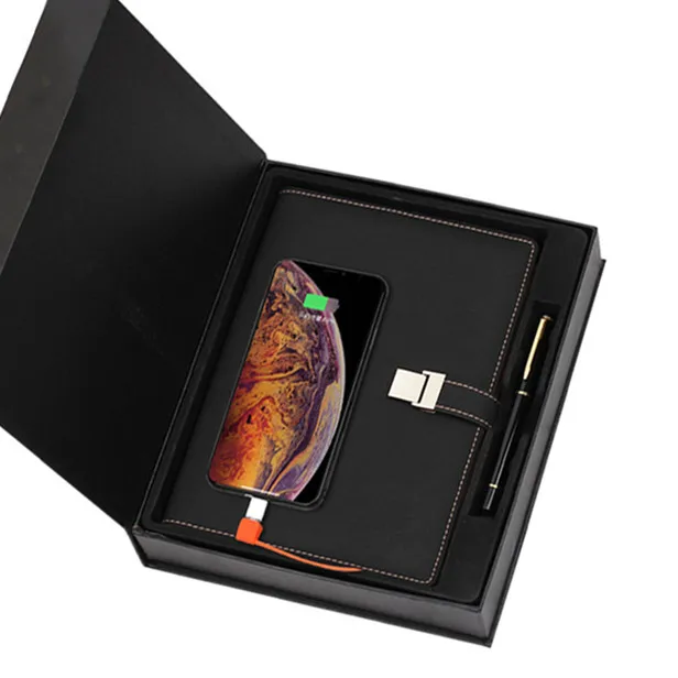 Beautiful power bank organizer diary notebook with charging function
