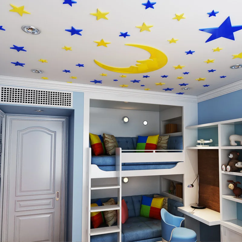 3D DIY Star Moon Mirror Wall Sticker Home Decoration Decal for Bedroom Living Room Wallpaper Mural