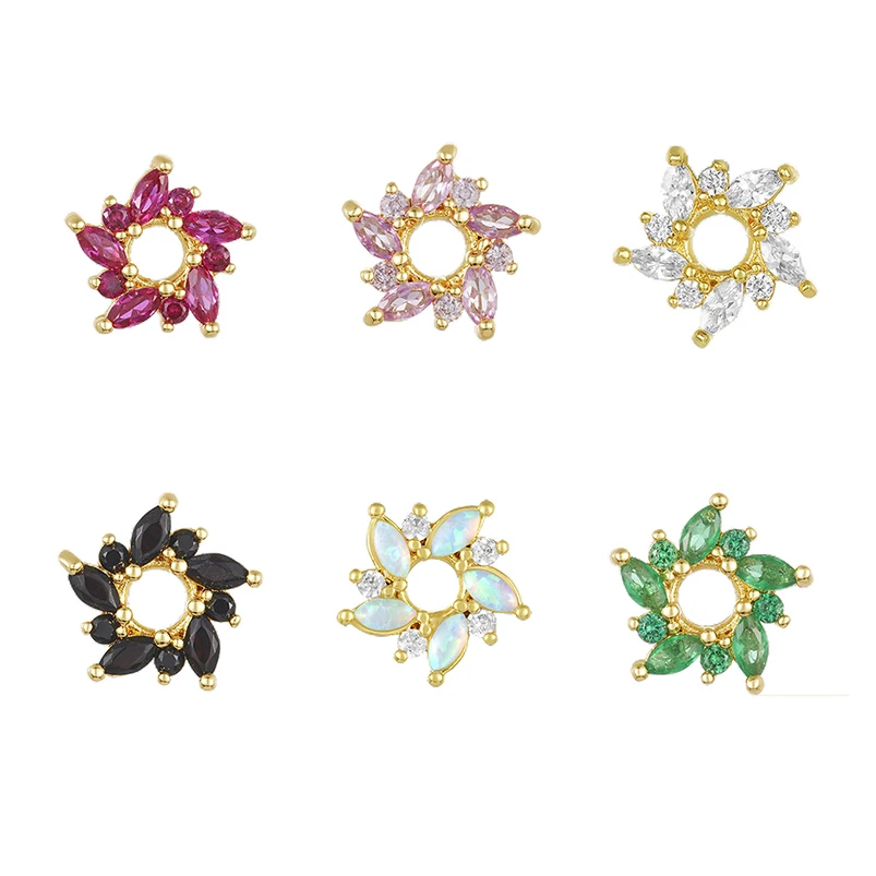 Gemnel fashion gold plated opal charm crystal for women snowflake marquise sapphire crystal earring
