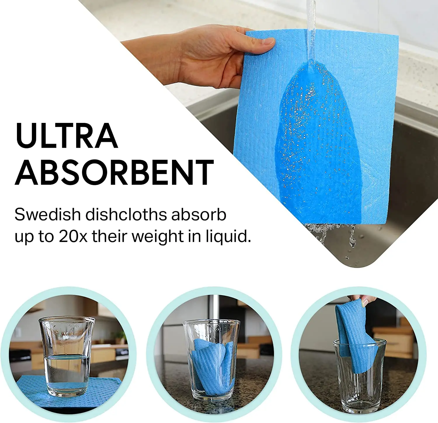 Swedish Cellulose Sponge Dish Clothes Absorbent Kitchen Cleaning Cellulose Germany White Swedish Dish Cloths Microfiber Cloth