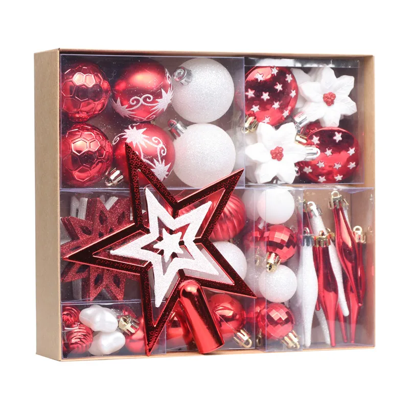 
Made in Yiwu Shuangyuan High Quality Luxury 58pcs Plastic Christmas Ball Decoration 
