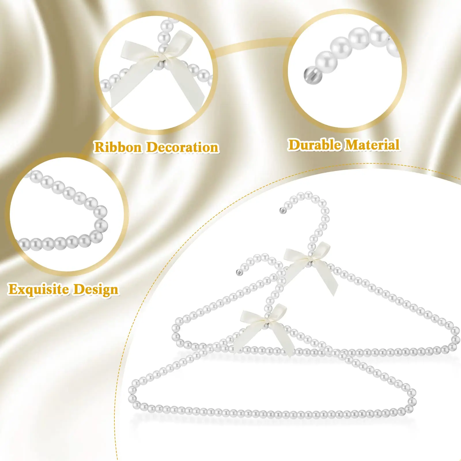 Sample Free Exquisite Luxury Beads Coat Clothes Hangers Pearl for Boutique Women Dress Pearl Hanger