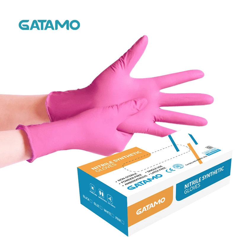 CB2 Gloves manufactures pink food hand powder free gloves cleaning vinyl  gloves