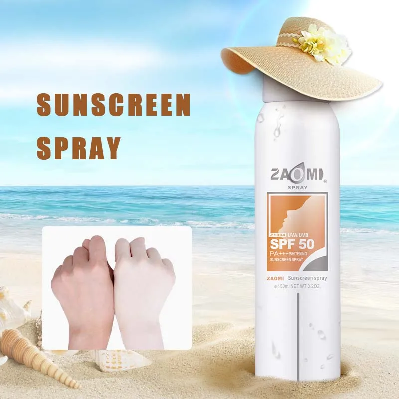 Private label 150ml  physical chemistry sun protection  spray  face body whitening sunscreen spray spf 50 for face
