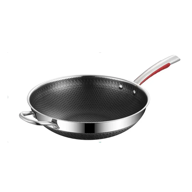 2022Southeast Asia hot selling honeycomb frying pan stainless steel 304 kitchenware frying pan 34cm non stick pan