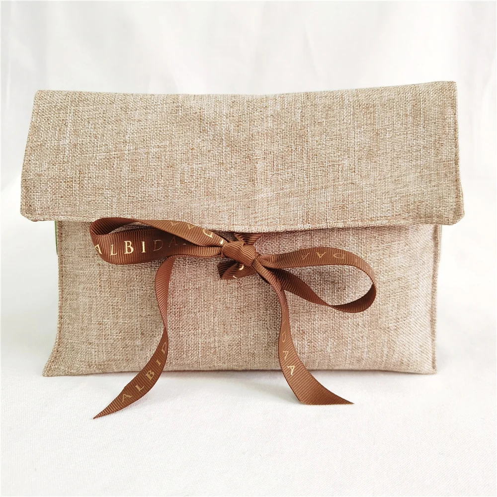 Chuanghua BSCI Jute Envelope Dust Bag With Lining Layer Natural Jute Flap Pouch Envelope Flap Pouch Luxury For Clothing Shoes