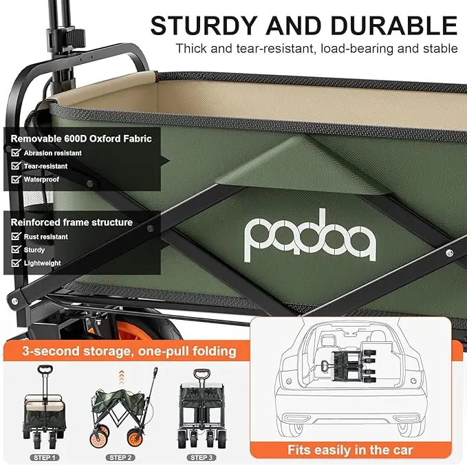 PAOBA Outdoor Garden Beach Trolley Fishing Folding Camping Cart Wagon Portable Shopping Tour Hand Luggage Cart Trolleys ETC001