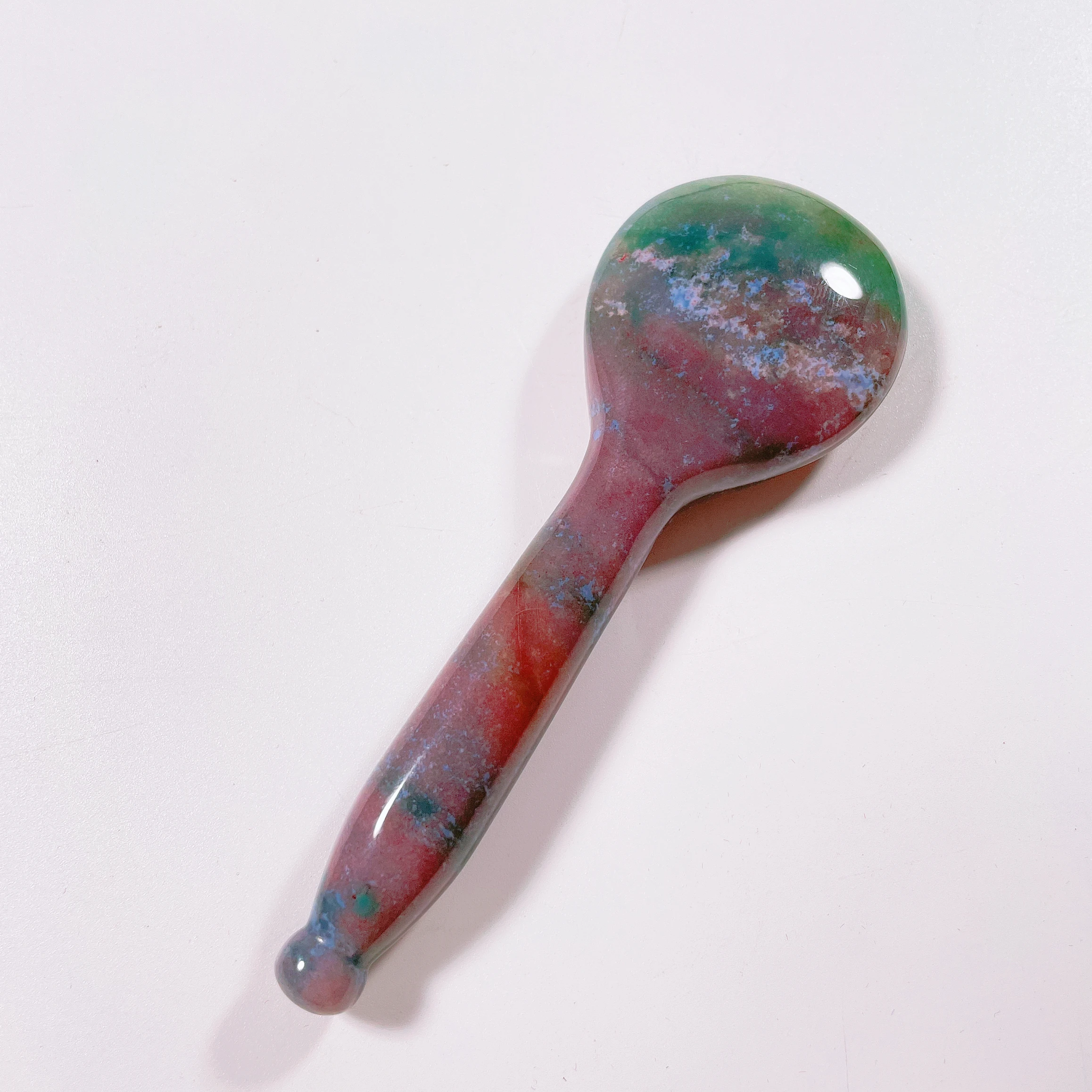 Huiying Crystals natural Indian Agate healing stones jade gem gua sha spoon shape facial massager