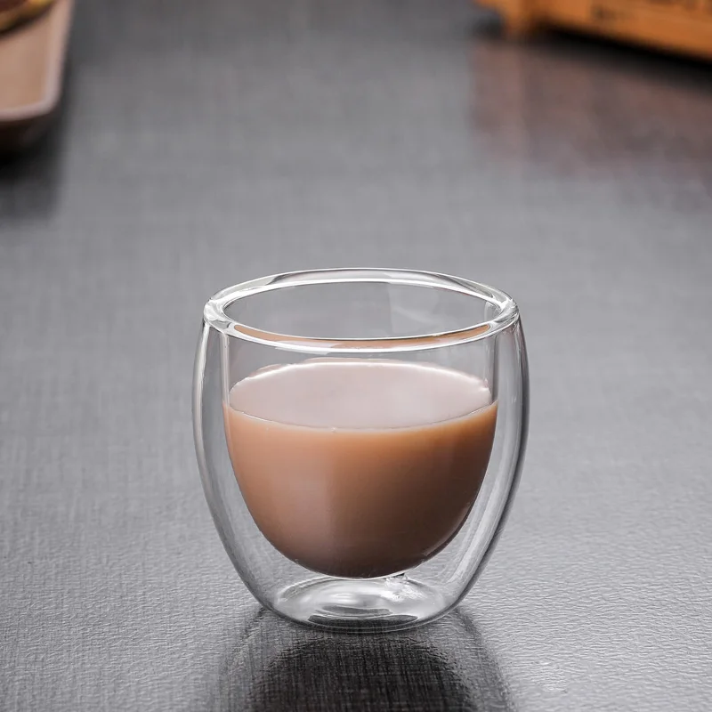 Whosale cheap clear borosilicate Double Glass Cup Coffee Tea Mugs