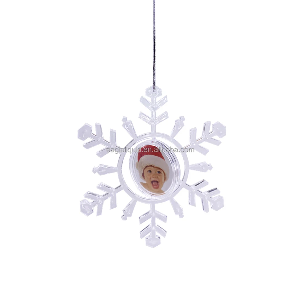 Snowflake Personalized Photo Baubles Plastic Photo Balls Decoration Xmas Ornament Picture Frame Gift Set for Christmas Tree