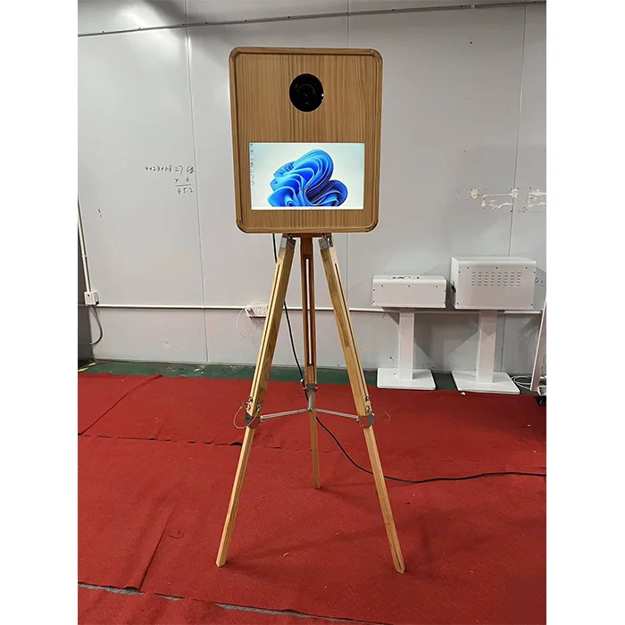 Portable Real Wood Light Weight Touch Screen DSLR Vintage PhotoBooth with Printer and Camera