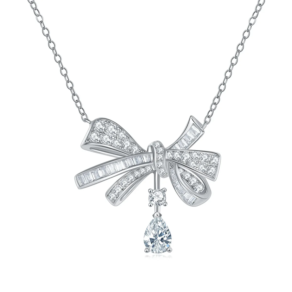De Chic Pass Diamond Tester Classic D Color White Full Moissanite Pendant Necklace 925 Sterling Silver Water Drop Jewelry