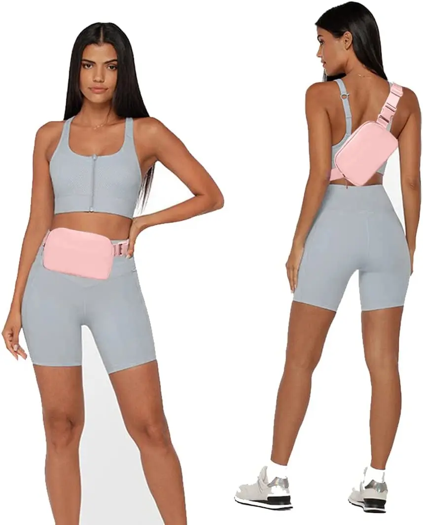 2023 new Fashion pink mini workout running belt chest sport bag custom logo Waterproof Nylon Fanny Pack Waist Bag for girl