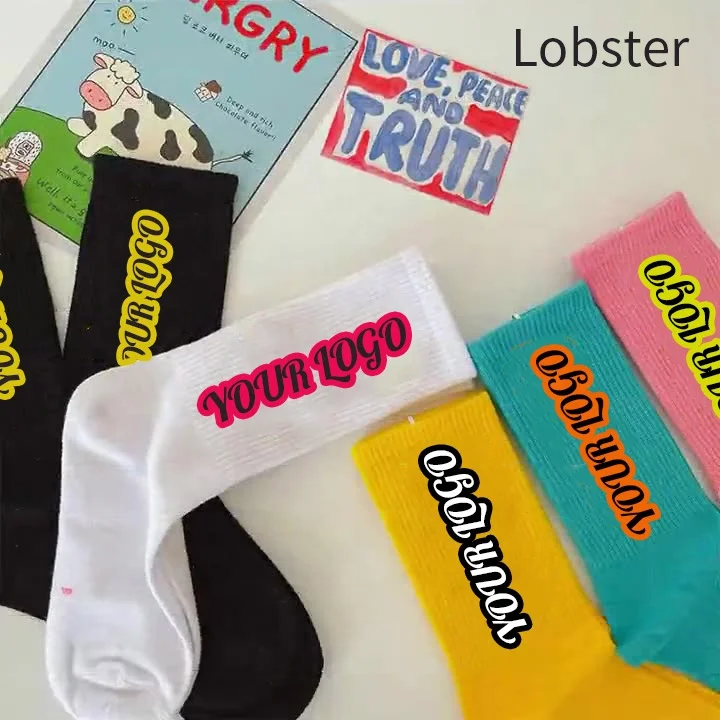 Wholesale Crew Socks Custom Logo Embroidered Unisex Sport Cotton Couple Custom Dress Socks
