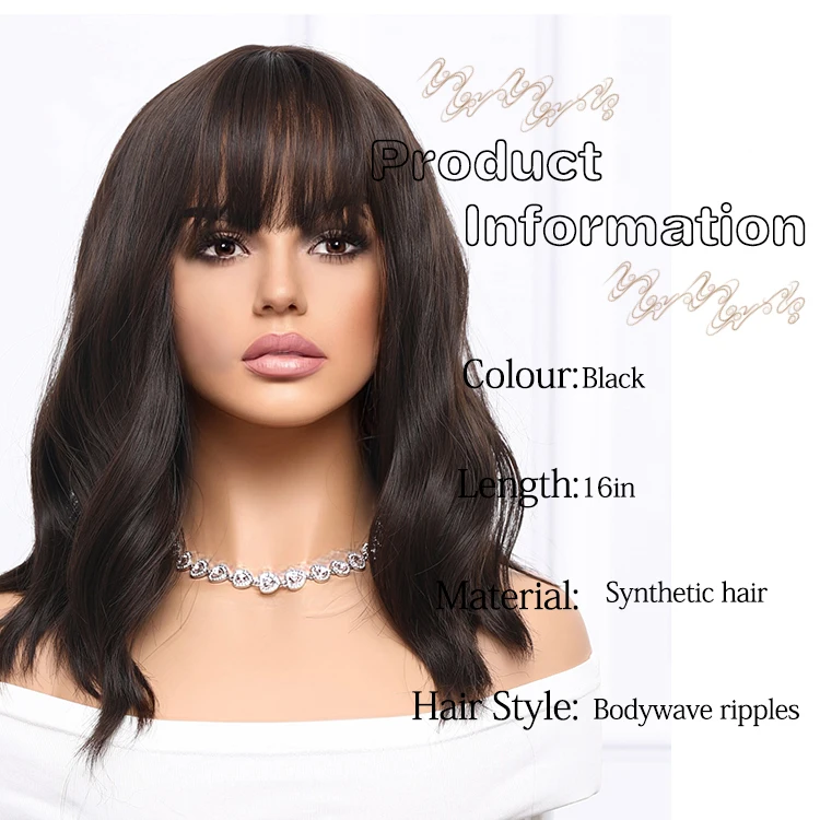 Wholesale SMILCO synthetic wig black wavy curly hair cosplay short hair wigs