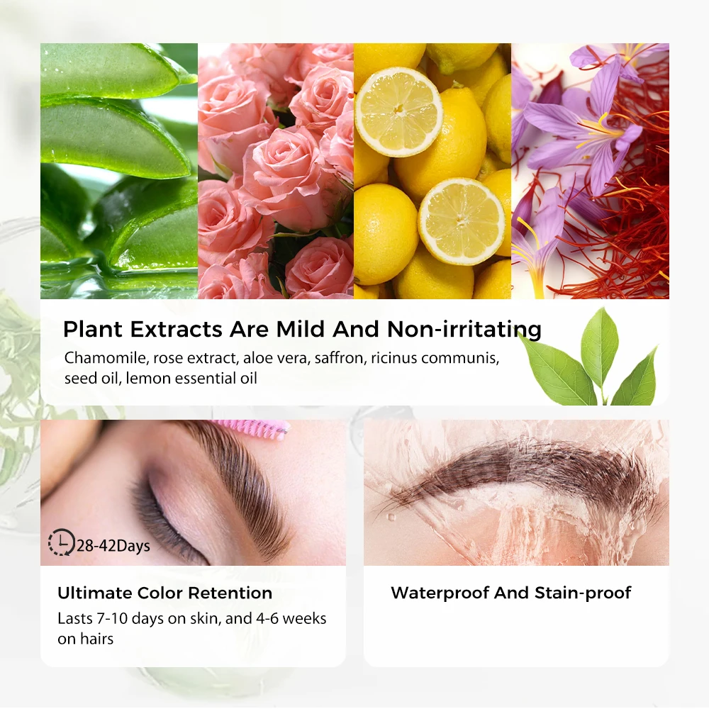 2024 kelly hot-selling brow tint eyebrow stain henna free plant safe hybrid brow stain lash tint