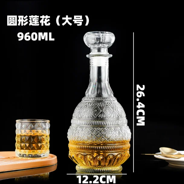 230ml 520ml 970ml Cut Creative Vase Shape Clear Glass Drinking Decanter Spirit Bottle Pot With Caps For Whisky Alcohol Wine