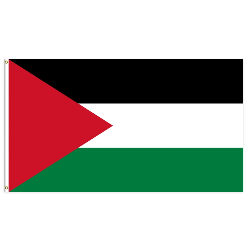 Custom printed single-sided 3x5ft Palestine flag customizable for all national banners and display flags.