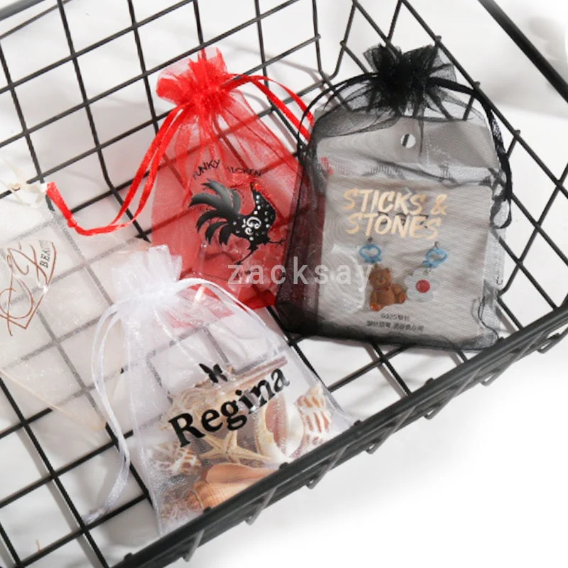 packaging organza cosmetic bags drawstring pouch organza bags wholesale for Eyelash bag