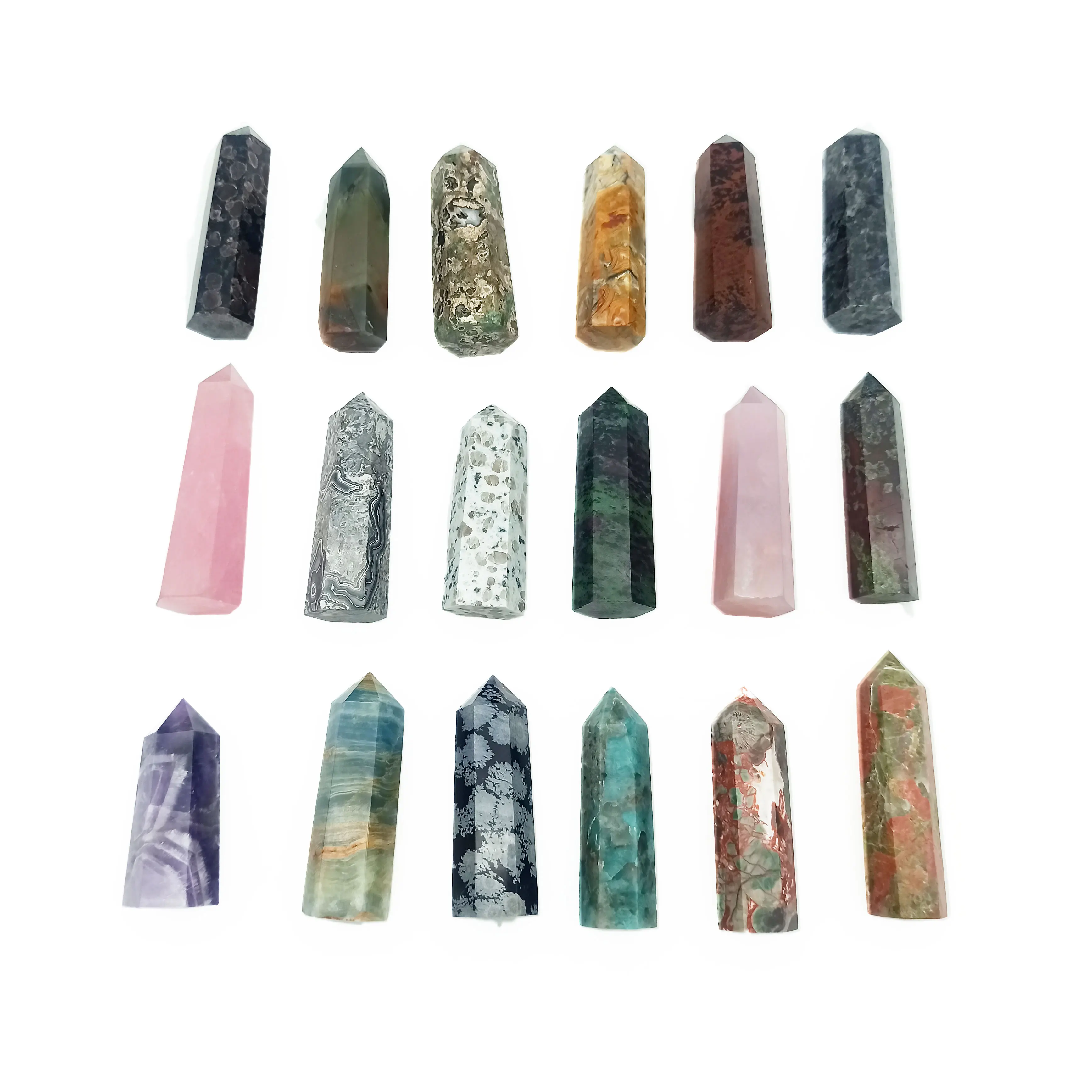 Wholesale crystals supplier Towers  Obelisks  Amethyst Clear Rose Quartz  Collection Jewelry Crystal Wand Point