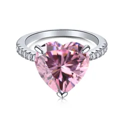 S925 Sterling Silver Ring Women 5A Zirconia Light Luxury Fashion Water Drop Row Cute Pink Heart Square High Carbon Diamond Ring