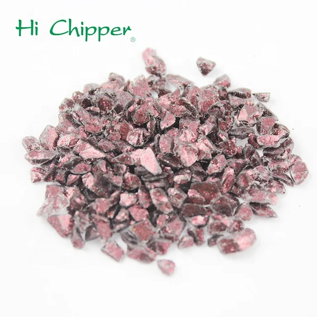 2-4mm purple glitter powder coated glass chips for terrazzo slab decoration