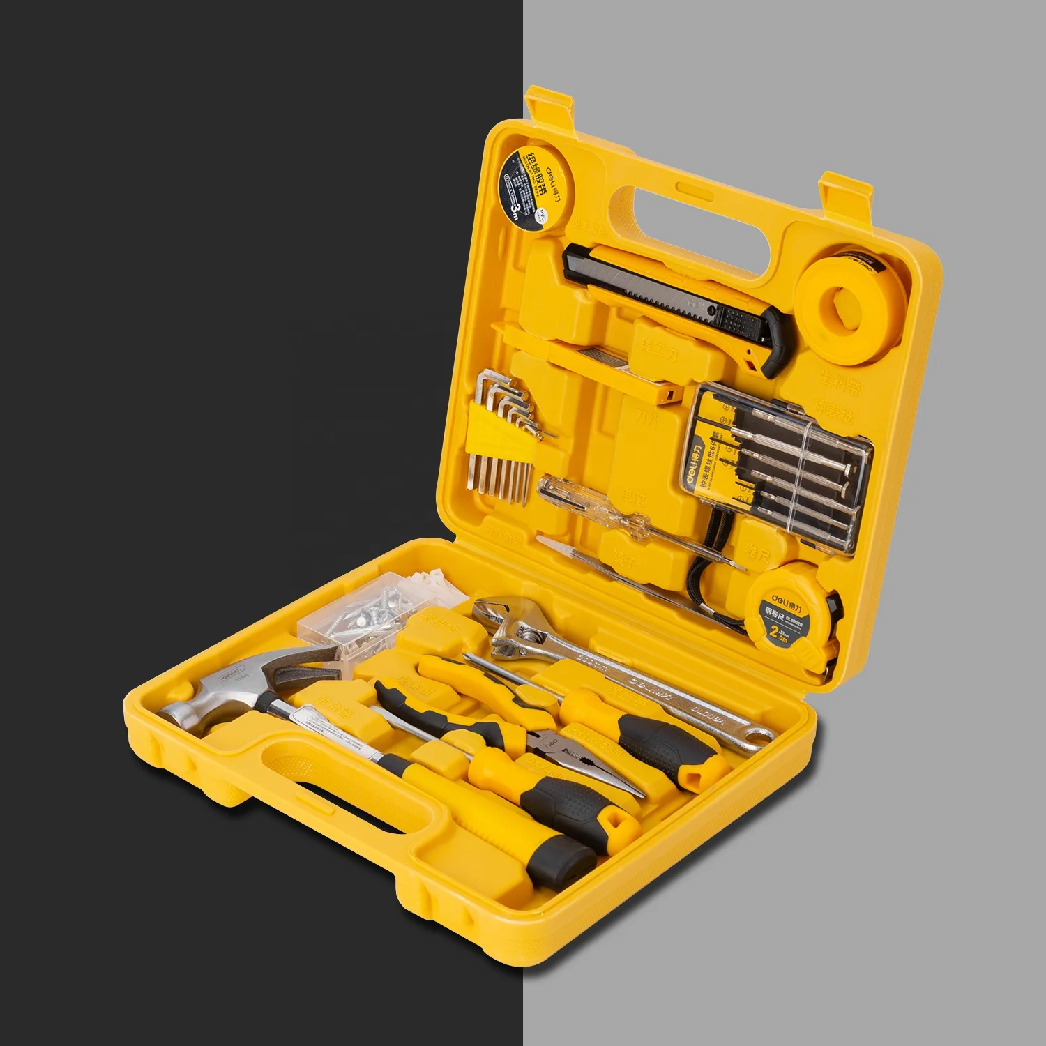 Deli EDL1028J 28 Pcs Household Construction Hand Tools Home Repair Tool Set Hard Case DIY 28PCS/SET 260*215*66MM 18.4KGS CN;CHO