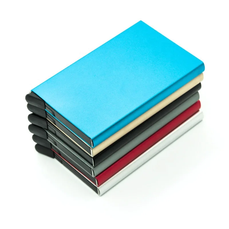 2022 designer  Custom Logo Fashionable PVC Leather Aluminum Metal RFID Blocking ID Credit Card Sleeve Card Holder