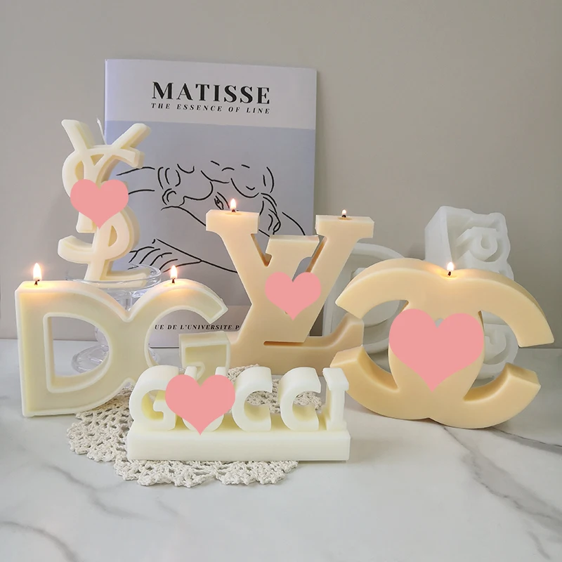 DIY Decoration Resin Crafts Casting Epoxy Resin Molds Big Letters Luxury Brand Logo candle mold silicone rubber