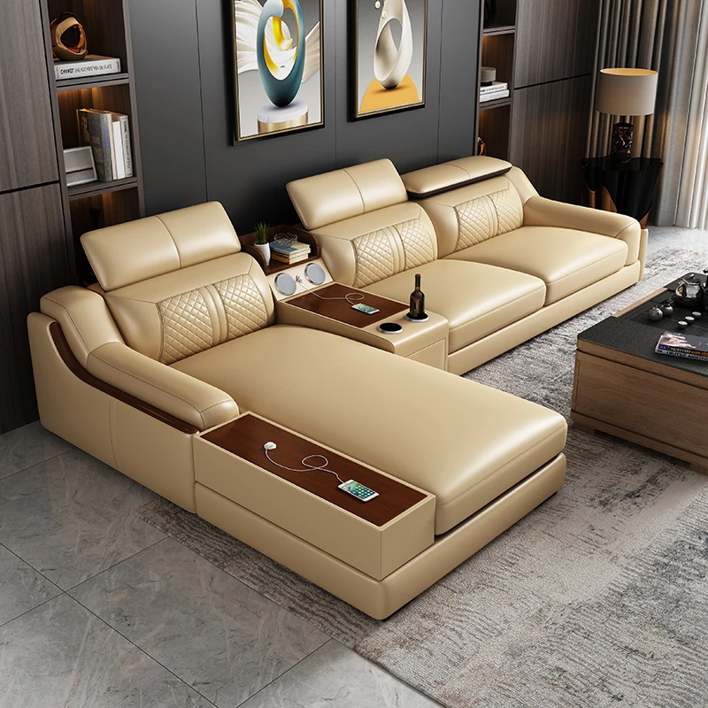Leisure Modular Leather Sofa Comfortable Durable Deep Sofa Contemporary Sofa Set Luxury