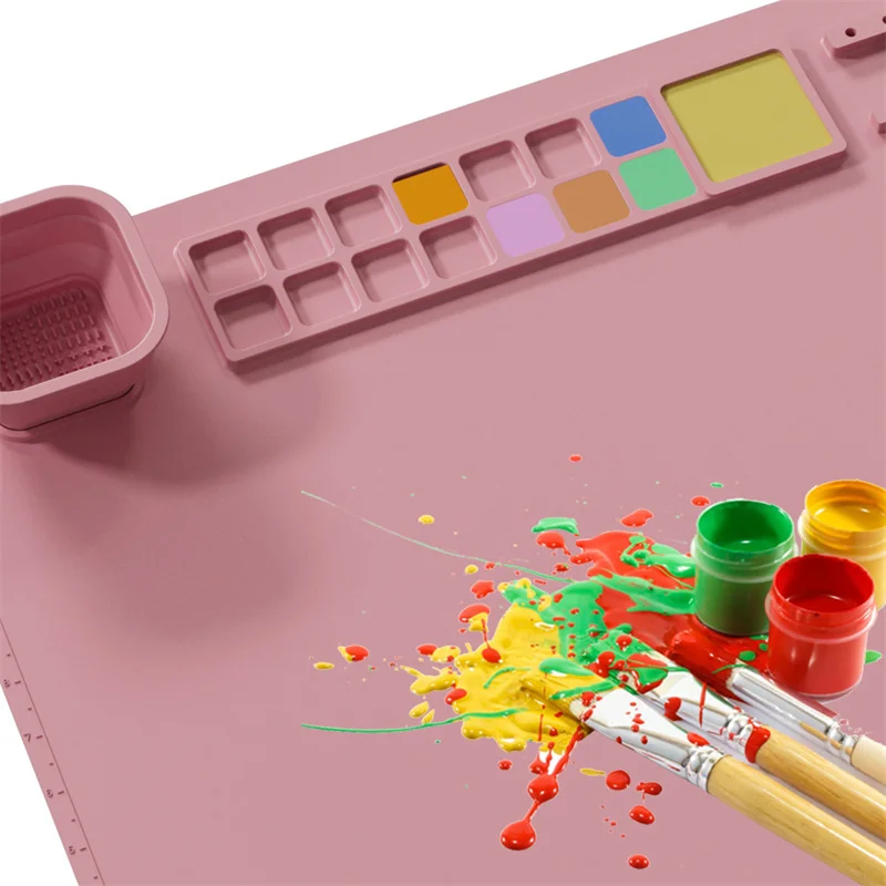 Thick Silica Gel Kids Art Clay Collapsible Cup and Paint Holder Painting Mat Craft Silicone Mat