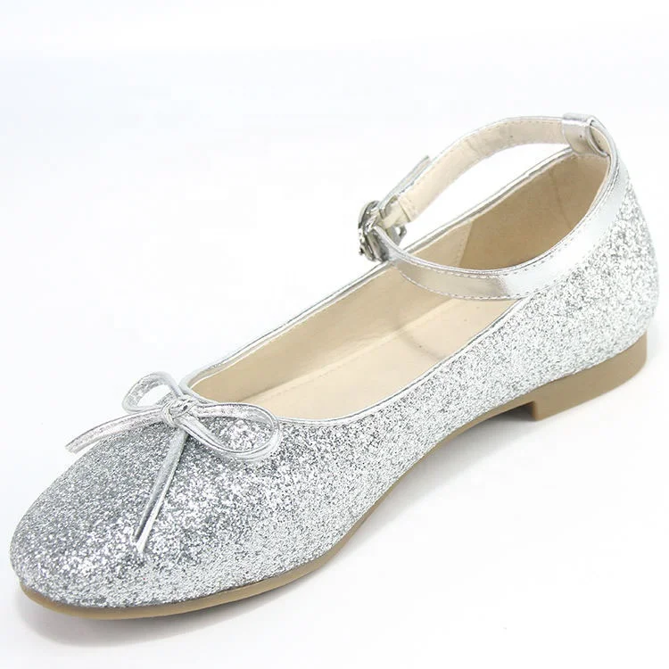 Princess Kids Leather Shoes Glitter Children High Heel Girls Shoes for Girls Ankle Strap Casual Butterfly Knot Red Sliver Red PU