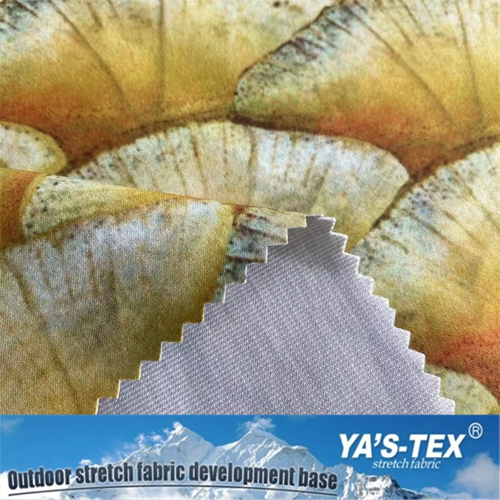 
Print fabric laminated PTFE membrane bonded tricot Polyester fabric waterproof for outdoor garment 