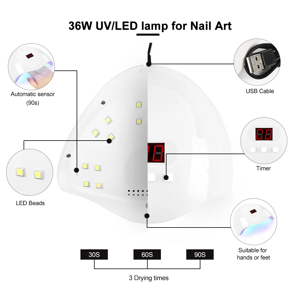 COSCELIA Hot Selling USB LED Nail Lamps with 18 LED Beads Lamp Nail Art Salon for UV LED Nail Gel Polish OEM Custom Logo