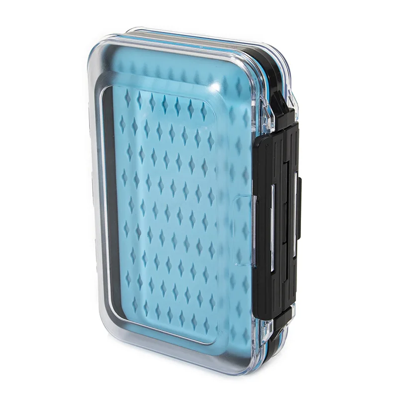 Transparent double-sided fly fishing box portable silicone cushion ABS impact resistant fly box waterproof fur hook box