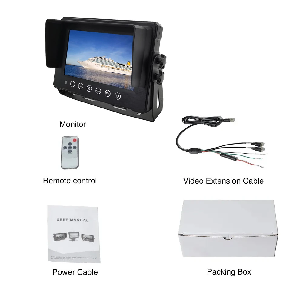 Factory direct 7 Inch Waterproof Portable Monitor Lcd Touch bottom Monitor With waterproof Housing on stock camera car monitor