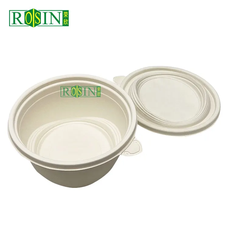 Customized 500ml-1500ml 12 oz size disposable corn starch noodle bowl eco friendly corn starch biodegradable soup bowl with lid