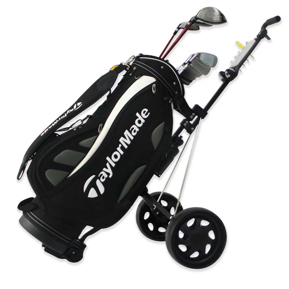 WORLD OF GOLF- Deluxe Steel Push Cart Trolley-Golf Cart