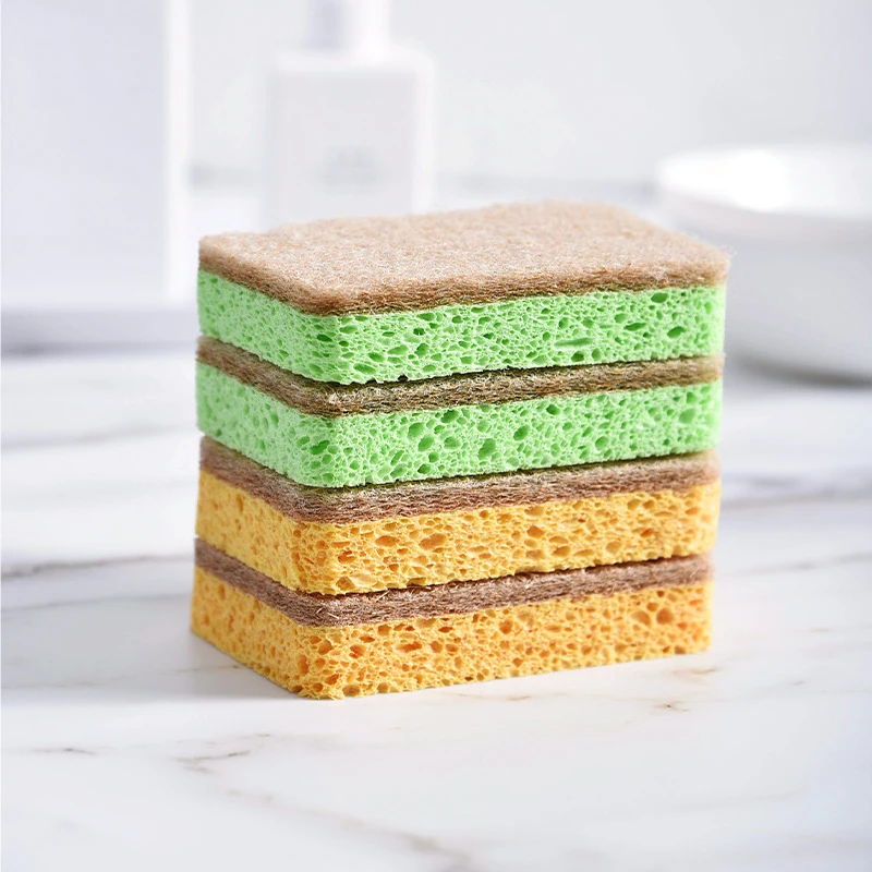 Wholesale Biodegradable Natural Cleaning Dishes Sponges High Absorbent Kitchen Sisal Cellulose Scouring Sponges Scrubber
