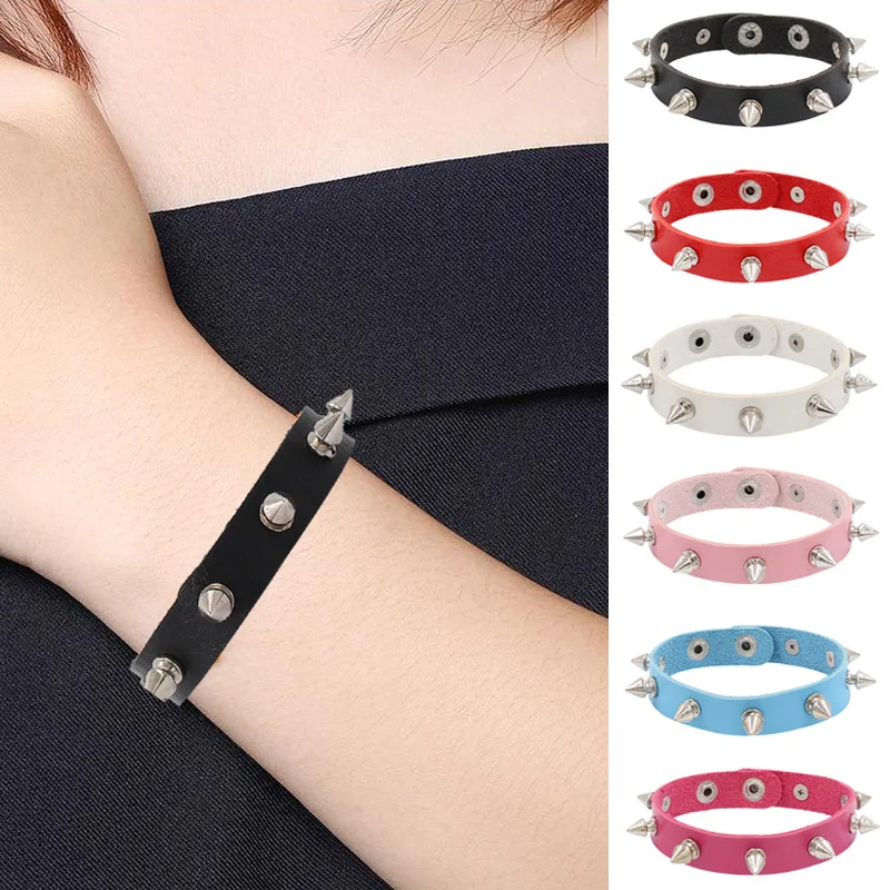 New High Quality Cuspidal Studded Rivet Chain Punk Rock Bracelet Fashion Cool Punk Bangle Bracelet