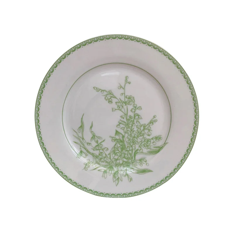 Hand-painted Lily of the Valley ceramic cup plate Western food plate home dish cake steak dessert plate