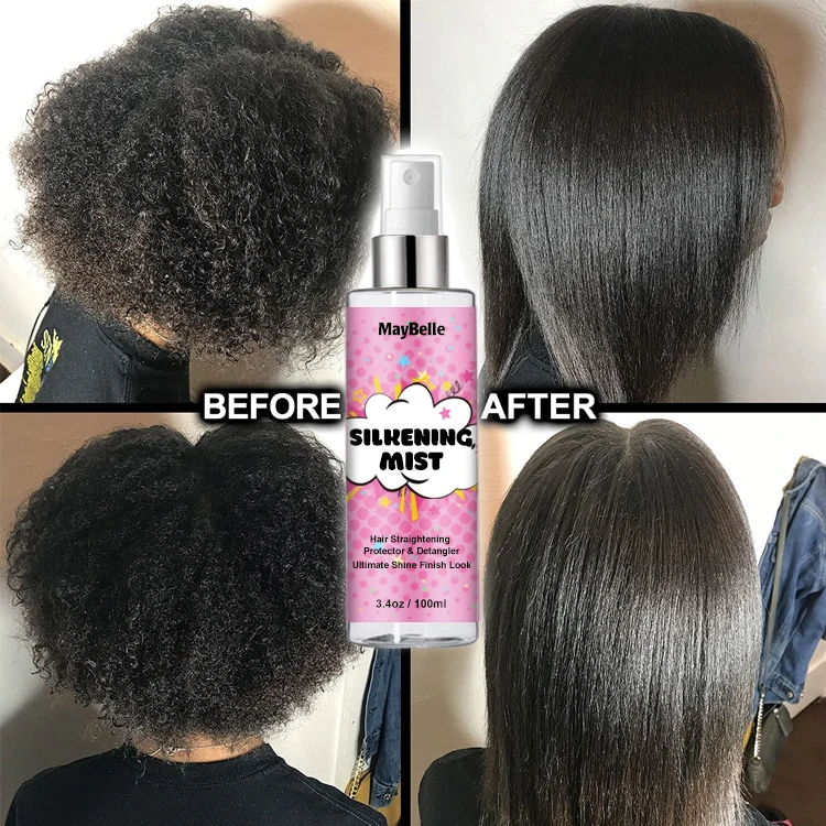 Private Label Scented Oil Based Silkening Mist Spray With Heat Protectant Weightless Hair Shine Spray