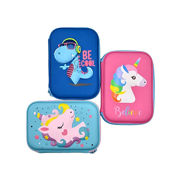 School kids stationery box big Capacity with compartment custom EVA pencil case