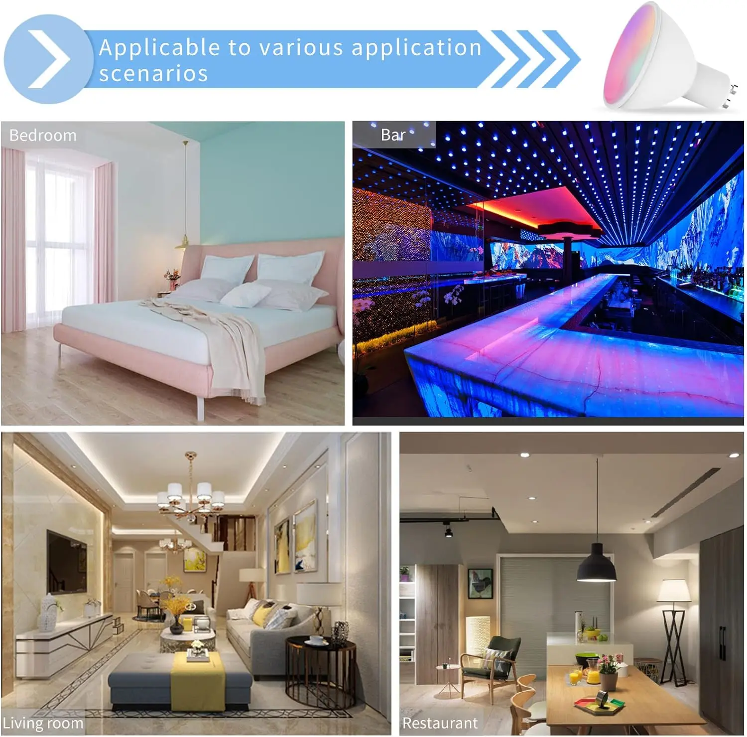 Inbouwspot Dimmer Switch 10W Smart Gu10 E27 Couleur Led Spotlight Wide 10 Degree Angle Ceiling Mounted Led Light Gu10 Rgb Bulb