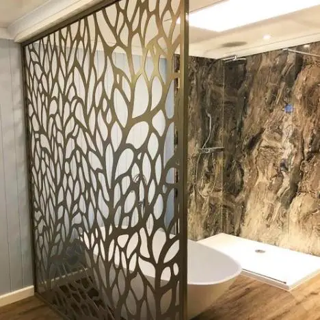 Панель для разделителя комнаты, стальная лазерная резка, 200x300 см, напольная стойка в форме листа, золотая, для помещений и улицы, для гостиной