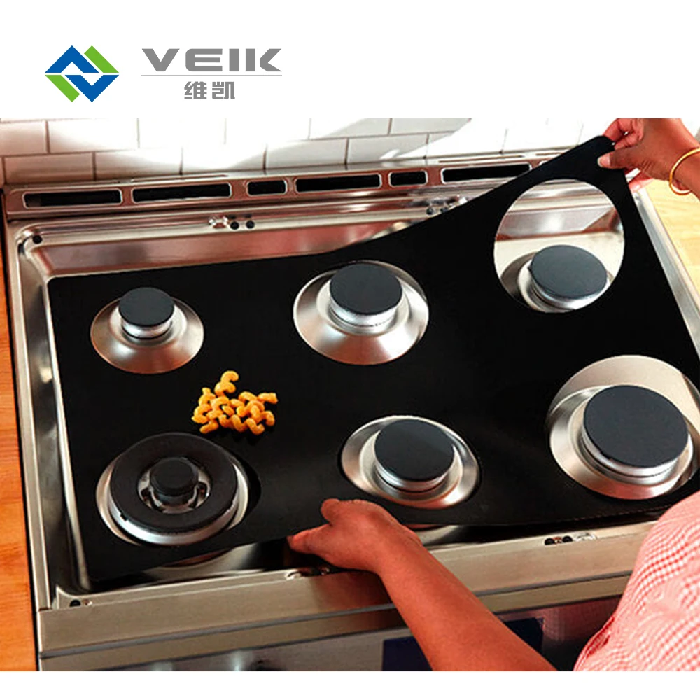 PTFE Gas Range Protectors Black Gas Stove Burner Covers Stove Top Liner
