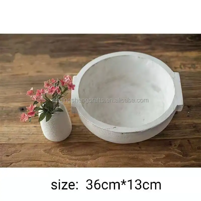 
wooden dough bowl for decor natural wooden pot with handle for garden home use rustic farmhouse decor/wooden bowl photo props 