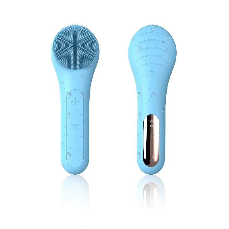 PSB waterproof rechargeable electric silicone sonic vibrating face facial cleansing brush heat with magnet charger